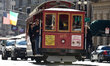 A cable car in San Francisco, California on November 18'th, 2017.  San Francisco's Municip...