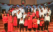 Members of the Tamil Christian Church of Canada choir pose with Reverend Dr. Albert Jebane...