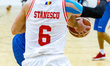 Iuri Fraseniuc #8 (CSM Steaua Bucharest) and Cezar Stanescu #6 (CS Dinamo Bucharest)  duri...