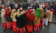 A group of young Christmas Carolers perform in Lviv city center during the second day of C...