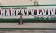 A view of a graffiti related to Karpaty Lviv Football Club, a Ukrainian professional footb...
