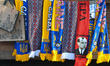A view of a stand selling Ukrainian scarfs on display for sale.On Monday, January 15, 201...