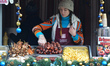 A view of a stand salling traditional food at the Christmas Market in Lviv's city center....