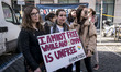 Women demonstrate against sexual harassment, violence and U.S. President Donald Trump in s...