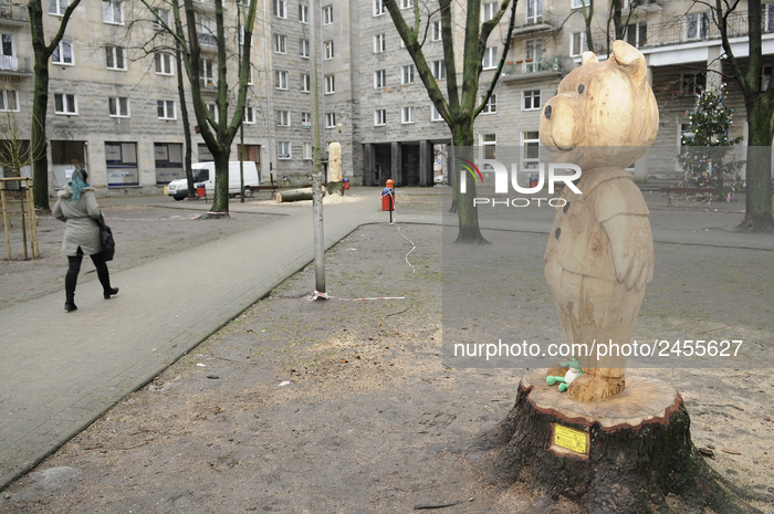 Old trees turned into sculptures in Warsaw Fairytale Park