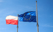 Polish and EU (European Union) flag on the wind are seen in Gdansk, Poland on 7 May 2017 