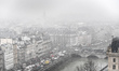 view of Paris in the snow from Notre Dame Cathedral in Paris, France, on 6 February 2018. 