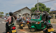 Busy street in downtown Jaffna, Sri Lanka. 