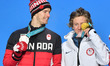 Champion Redmond Gerard of the United States (R) and second-placed Max Parrot of Canada re...