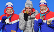 Champion Andreas Wellinger from Germany (C), second-placed Johann Andre Forfang (L) from N...