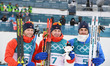 Champion Simen Hegstad Krueger of Norway (C), second-placed Martin Johnsrud Sundby of Norw...