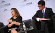 Chrystia Freeland sits next to Taro Kono. The prime minister of the Netherlands Mark Rutte...