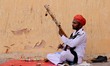 musician playing an Indian song in Amber Fort, Jaipur  on 20 February 2018.  Jaipur is the...