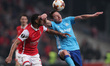 Braga's Brazilian defender Bruno Viana (L) vies for the ball with Marseille's French midfi...