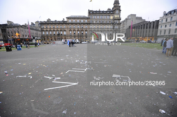 Atmosphere at St.George Square in Glasgow - Glasgow voted "Yes" however the mood in St.George Square was low as the referendum ended with Sc...