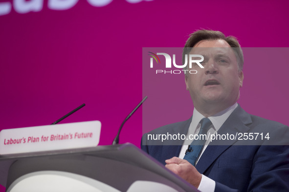 Ed Balls Shadow Chancellor of the Exchequer at the 2014 Annual Labour Conference in Manchester.