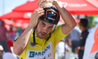 The opening stage winner, an Italian cyclist Andrea Guardini from Bardiani CSF Team prepar...