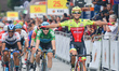 Luca Pacioni (Right) from Wilier Triestina-Selle Italia Team celebrates as he wins the six...
