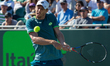 John Millman, from Australia, in action against Kei Nishikory, from Japan. in Miami, on Ma...