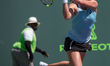 Defening Miami Open Champion Johanna Konta, from Great Britain, in action against Elise Me...