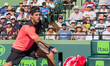 Juan Martin Del Potro, from Argentina, in action against Kei Nishikory, from Japan, during...