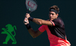 Juan Martin Del Potro, from Argentina, in action against Kei Nishikory, from Japan, during...