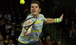 Milos Raonic, from Canada, connects a crucial voley at the net that opens the path to vict...