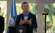 Argentina's President Mauricio Macri talks during a press conference at Quinta de Olivos i...