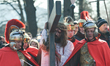 Christ carrying the cross, a scene from a reenactment of the Way of the Cross in Kalwaria...