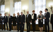 The Council of Ministers is seen lining up ahead of the installment of the new minister of...