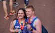 Jack (R) and Holly Ramsey, Gordon Gamsay's children participate in the 2018 London Maratho...