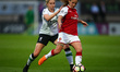 Danielle van de Donk of Arsenal  under pressure from Laura Coombs of Liverpool Ladies Fcd...