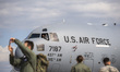 A US. Army military airplane is pictured during the Innovation and Leadership in Aerospace...