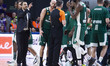 Nick Calathes, #33 of Panathinaikos Superfoods Athens talks  to referee Sreten Radovic fro...