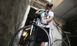 Palestinian cyclist Alaa Al-Daly, 21, who lost his leg by a bullet fired by Israeli troops...