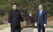 North Korean leader Kim Jong Un and South Korean President Moon Jae-in during a tree plant...