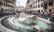  A view of the cordoned-off Barcaccia Fountain, hours before the Champions League semifina...