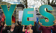 'Yes' vote campaigners cover anti-abortion group's graphic images related to pregnancy and...