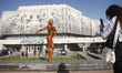 An athlete poses for a photo outside during Cup of Ukraine of bodybuilding, fitness and at...