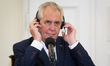 President of the Czech Republic Milos Zeman during the press conference with President of...