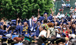 School of Communication graduates celebrate during the commencement ceremony for the 2018...