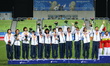 (141002) -- INCHEON, Oct. 2, 2014 () -- Silver medalists players of Japan pose on the podi...