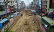  Bangladeshi labor works in Dhaka Mass Rapid Transit Development Project (MRT) in Dhaka Ca...