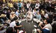 Anti-Government protest leader and former Deputy Prime Minister Suthep Thaugsuban takes a...