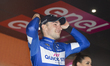 Blue jersey celebrates on the podium  Winner stage 17  Elia Viviani Quick-Step Floorsdurin...