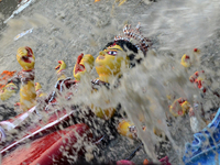 Immersion of Idol Durga in the River Ganges on on the last day of Durga Puja  (October 4, 2014),  in Kolkata, India (