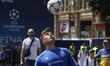 Visitors attend the opening ceremony of the Champions Festival in the UEFA Champions Leagu...