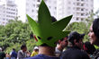Activists demanding the legalization of marijuana march past the Reichstag during the annu...