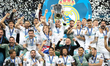 Sergio Ramos of Real Madrid lifts the trophy during the UEFA Champions League final betwee...