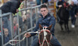 A rider tests horses during few short races during the opening day of the 2014 Ballinasloe...
